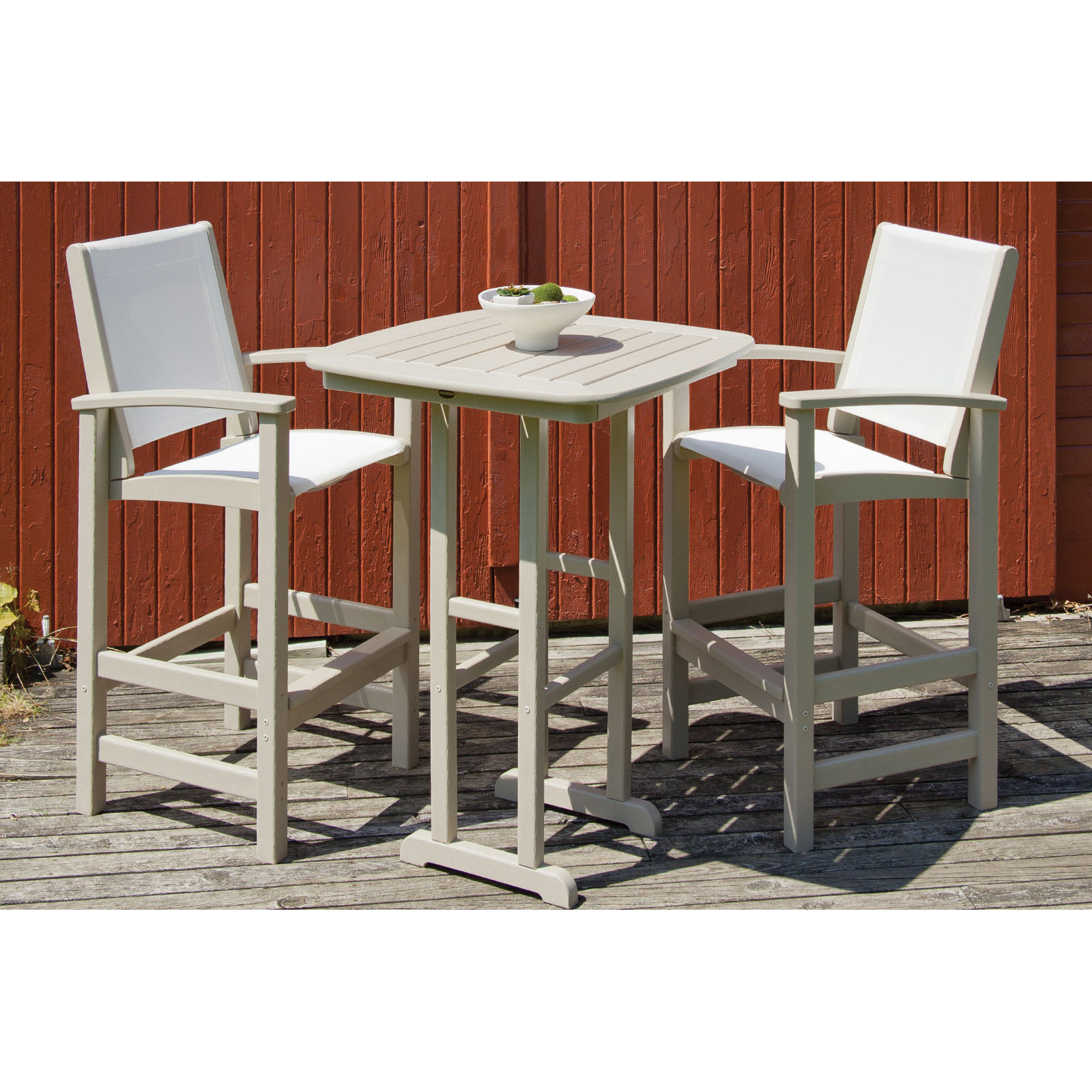 POLYWOOD Coastal 3-Piece Bar Set, Sand