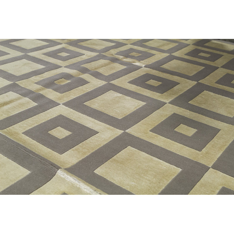Tapis ivoire et gris noué à la main de haute qualité