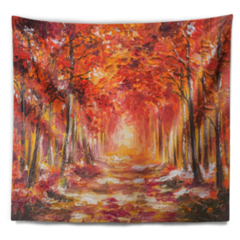 Forêt d'automne paysage dans la tapisserie d'ombre rouge, H 50 po x l 60 po