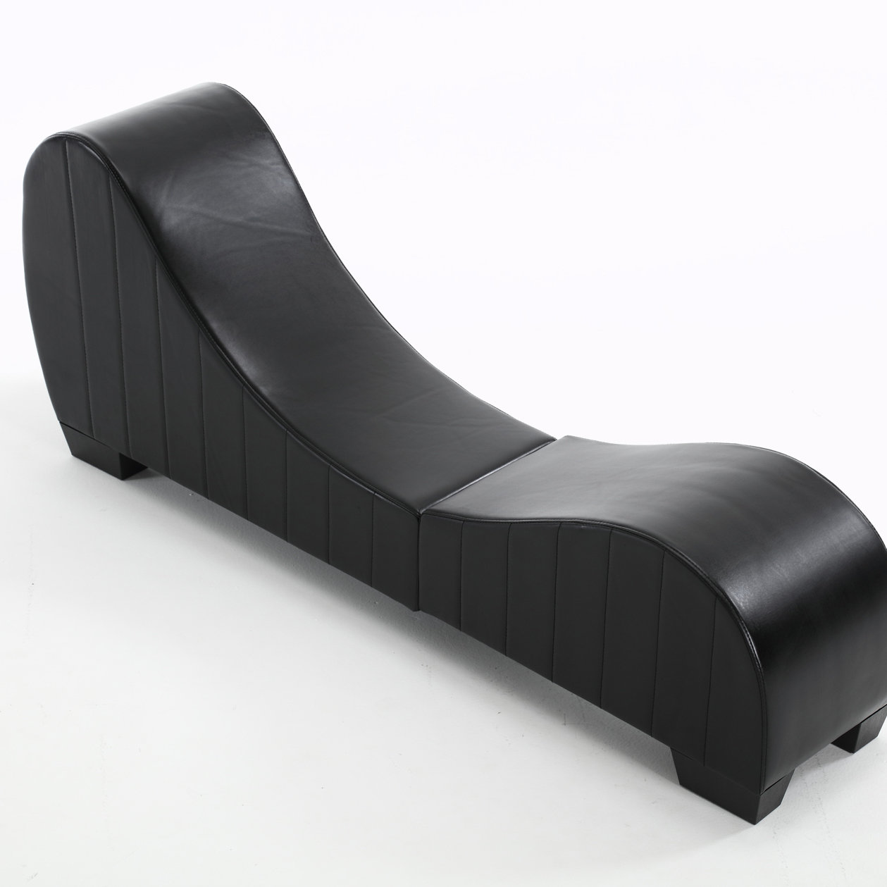 Chaise Lounge Sex Chair Yoga Black Faux Leather Armless Curved