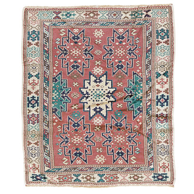 Hand Knotted Wool Area Rug in Multi