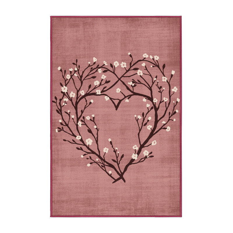 Tapis brun moderne et contemporain lavable à la machine Soho Valentines, 7x10