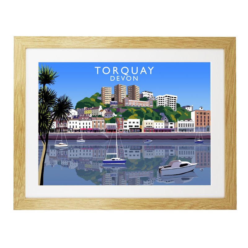 'Torquay' by Richard O'Neil - Print, Oak Wood Frame, 33.5 cm H x 43.5 cm W x 2.2 cm D