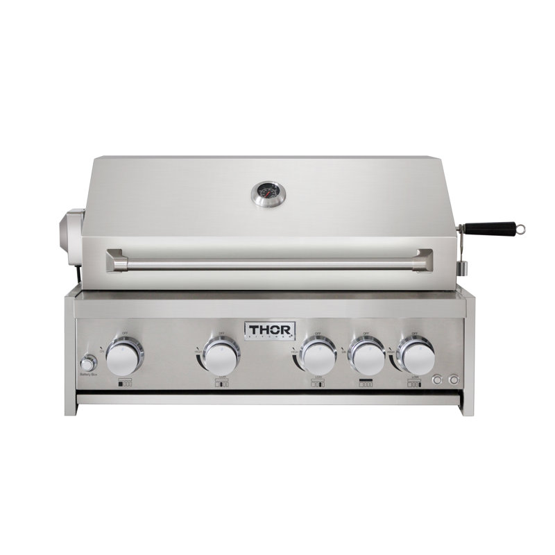 Thor Kitchen 4 - Burner Countertop Liquid Propane Infrared Gas Grill with Side Burner