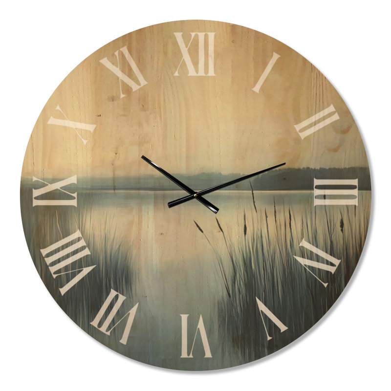 Horloge murale Blue Harbor Marsh - Grande horloge côtière, imprimée sur bois, Très grand