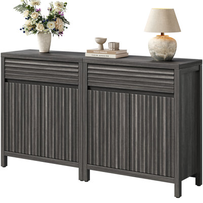 29.1''W Modern Fluted Elegance Sideboard Buffet Cabinet With 1 Drawer And 2 Adjustable Shelves