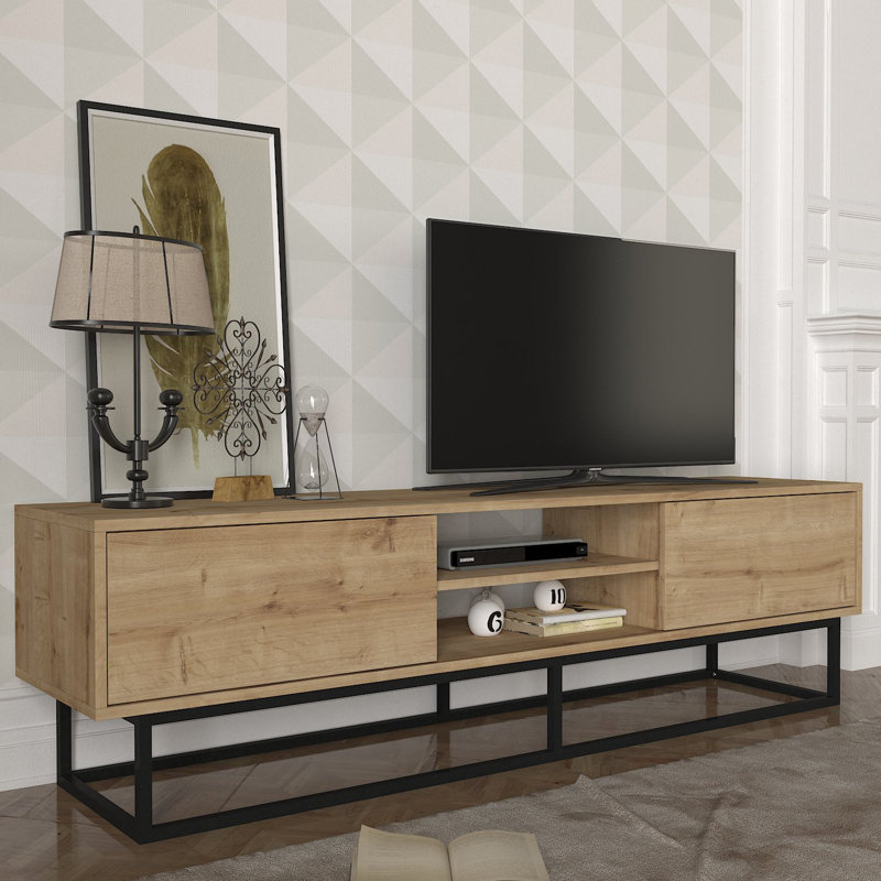 Chanise TV Stand for TVs up to 85", Oak Wood