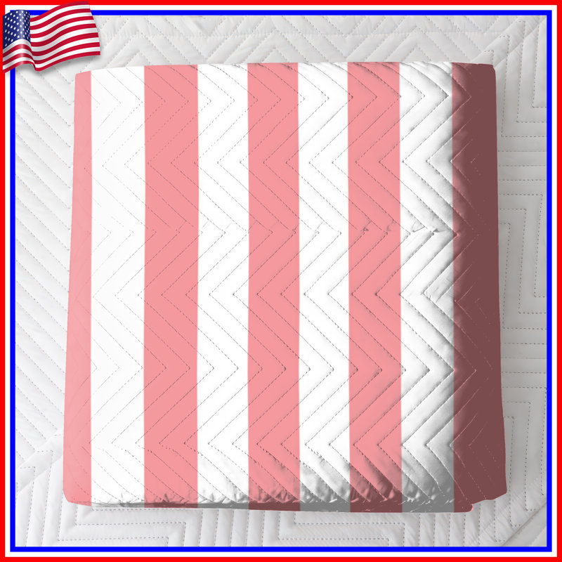 Pink Vertical Stripes Bedding Striped Bedspread Pattern, Queen