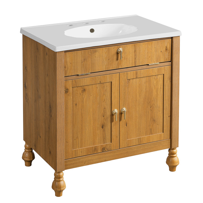 Meuble-lavabo 30 po en noyer: Résine coquillage
