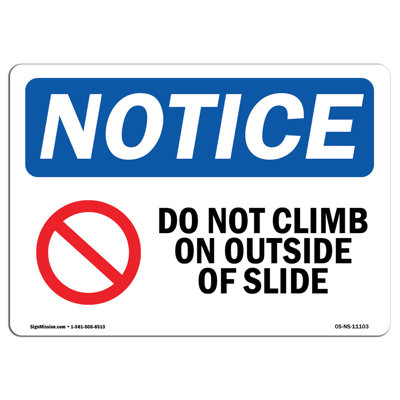 Do Not Climb on Outside of Slide Sign with Symbol