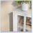 Spacious Buffet Storage Cabinet With Double Glass Doors And Unique Bell Handles For Modern Kitchens
