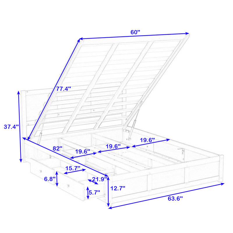 Lit plateforme avec rangement Bloomie, Grand