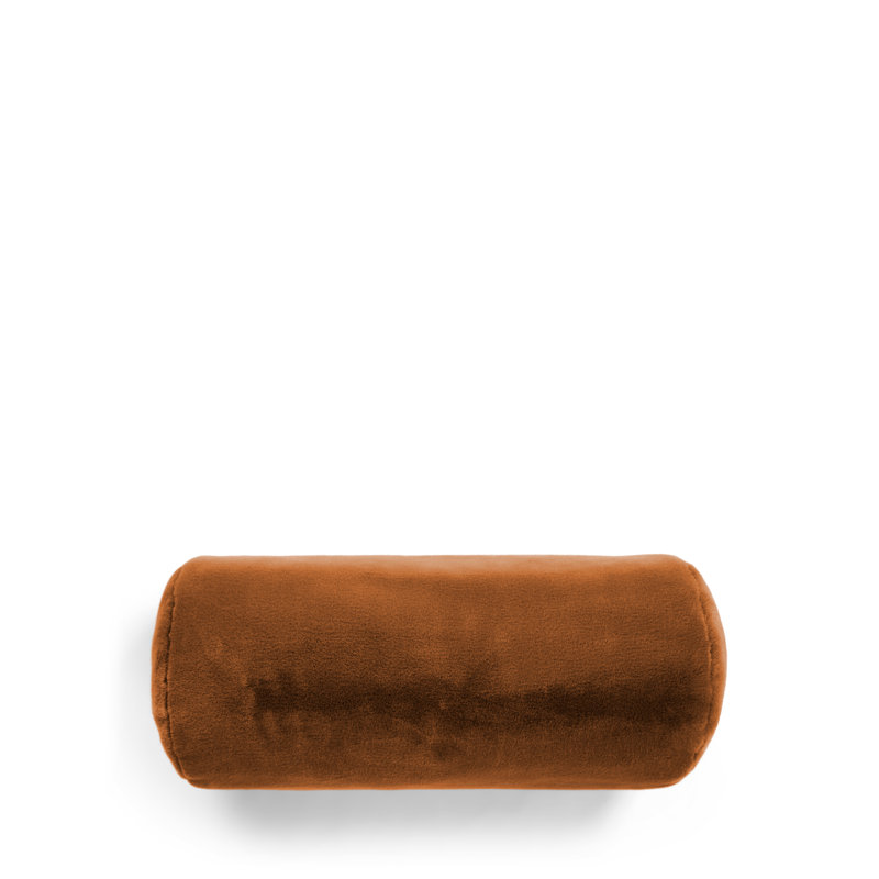Furry Bolster Cushion, Leather Brown