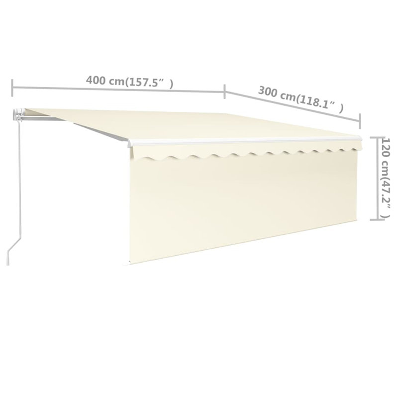 Dakota Fields 400cm W x 300cm D Polyester Cover Retractable Patio Awning, Cream