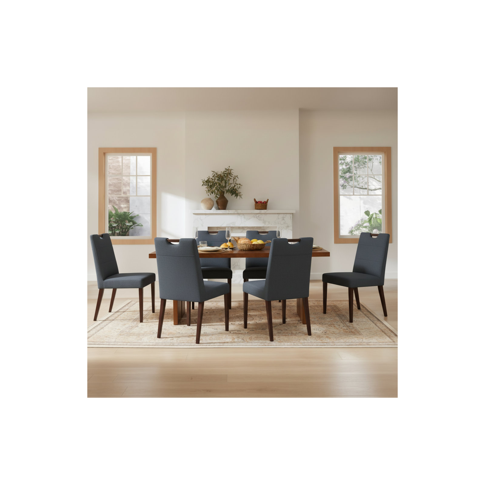 Hayes Upholstered Dining Chair Set Of 2, Navy Blue