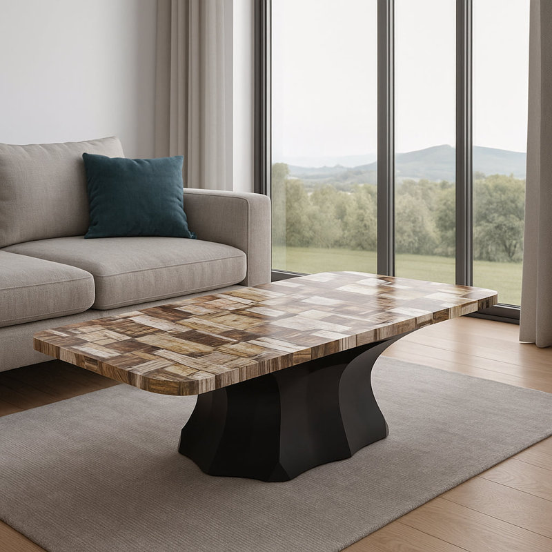 Arboresce Petrified Wood Coffee Table, Brown Petrified Wood Retro