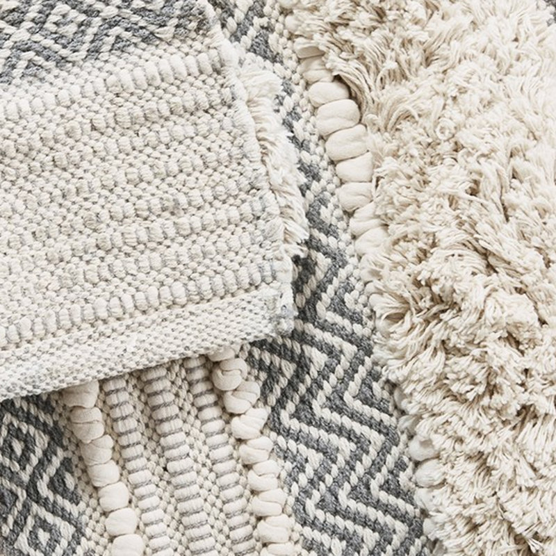 Woven Stripe Bath Rug 22X58", 0.5" Medium Pile, Machine Washable, Non-Skid Backing, Grey Home Accessory 22X58" Texture Rug, Latex Back, Interior Design