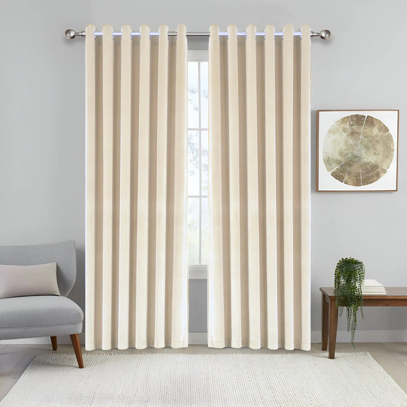 Imperial Rooms Crushed Velvet Eyelet Sheer Curtains, Beige, Single Panel 168cm Width x 213cm Drop