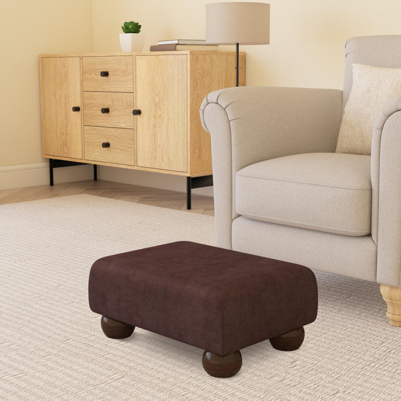 Autryville Wood Bun Feet - Fabric, Mahogany, Burgandy Dark Red, Velvet