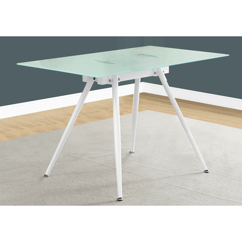 Bureau d'ordinateur, bureau personnel, ordinateur portable, L 48 po, travail, métal blanc, verre trempé, contemporain, moderne