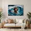 Chiens, chien d'eau espagnol gris, art mural en métal-443141098