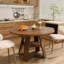 Table de salle à manger ronde extensible de 43,3" à 60" avec rangement dissimulé et piètement en croix, pour 4 à 6 personnes-554918178
