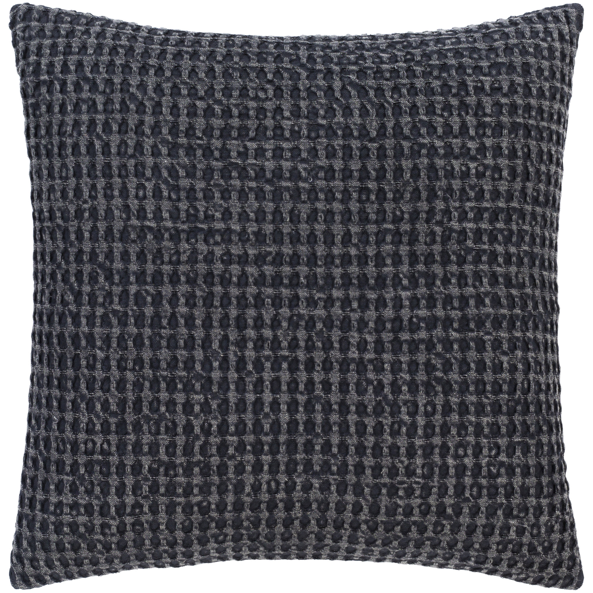 Kappa Geometric Cotton Throw Pillow, 20" x 20" , Black, No Fill