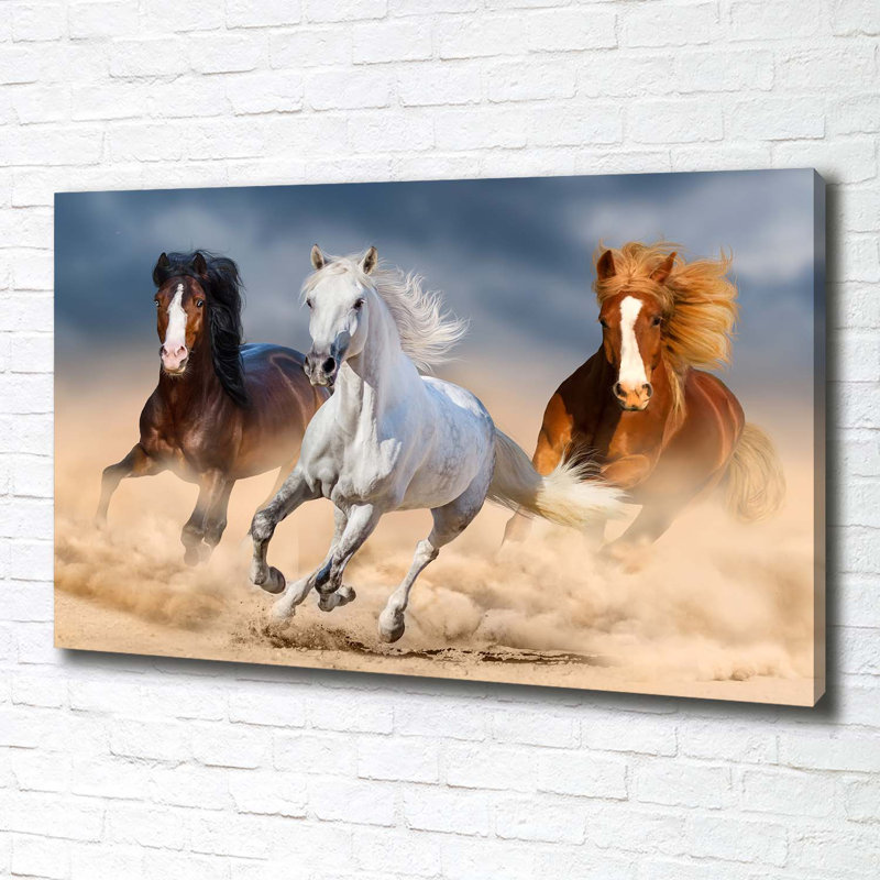 Horses In The Desert - No Frame Print on Canvas