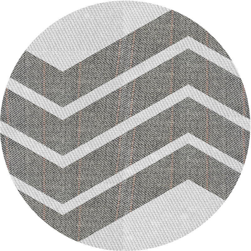 Tapis gris à chevrons Antroy, Rond 6 pi