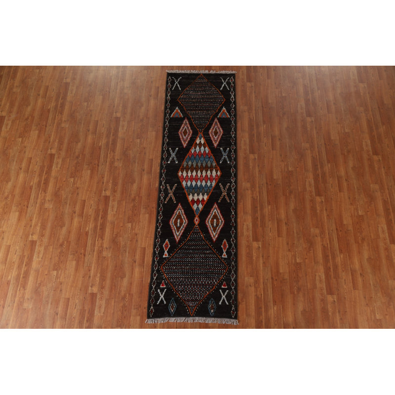 Tapis de couloir tribal marocain noué à la main 3 x 9