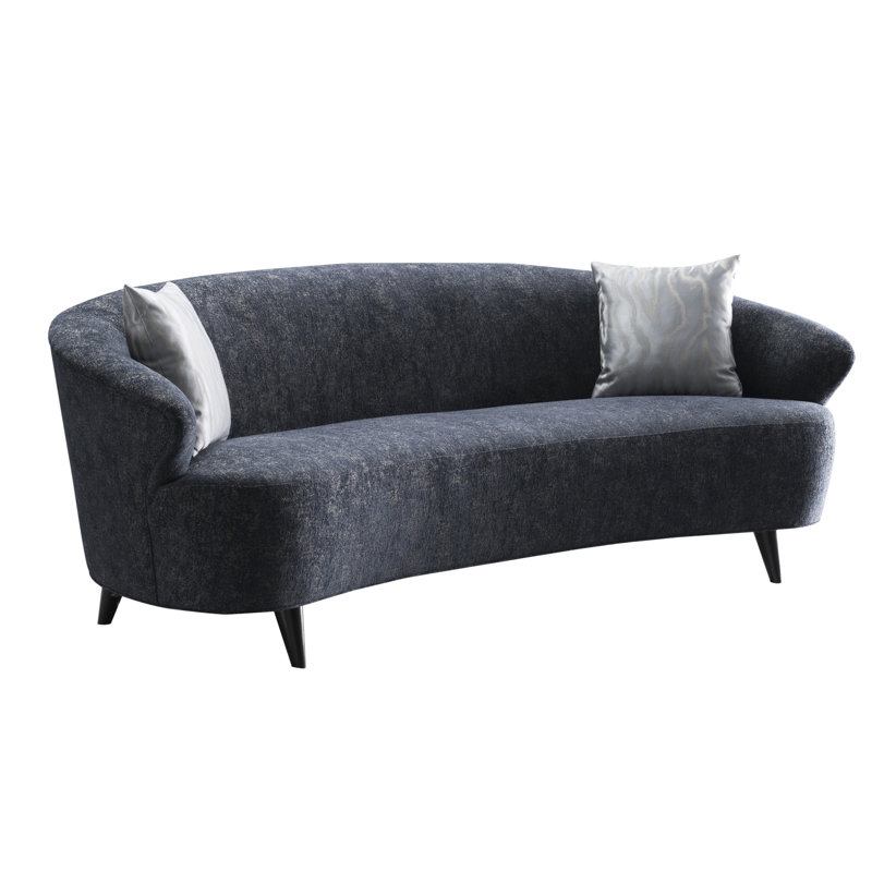 Vegard 91" Flared Arm Curved Sofa, Blue Linen Blend