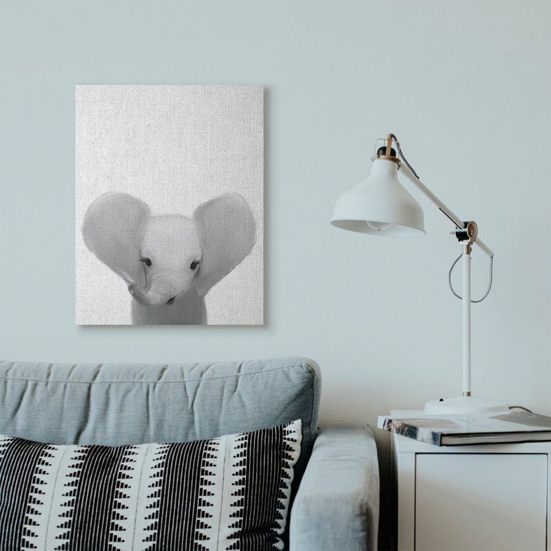 Décoration murale Schutt, bébé éléphant, enfants, H 30 po x l 24 po x P 1,5 po, Toile tendue