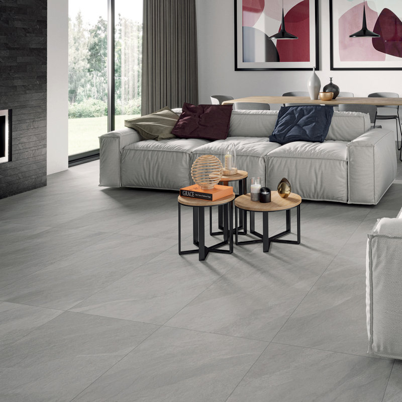 Hurricane Italian 24" x 24" Porcelain Floor and Wall Tile (12 Sq. Ft.), Silver