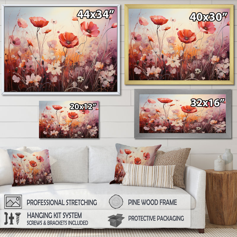 Rose et cramoisi rose - Étreinte, Cadre doré simple, H 30 po x l 40 po x P 1,5 po