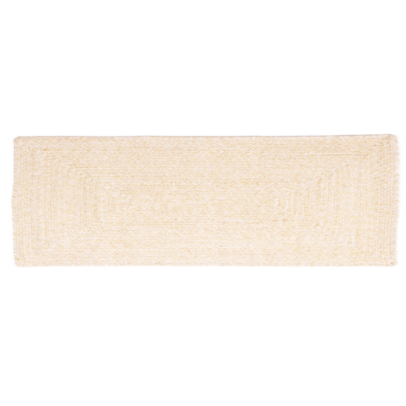 Tapis jaune / ivoire en coton tressé à la main Etherton Farmhouse, Tapis de couloir 2 pi x 6 pi
