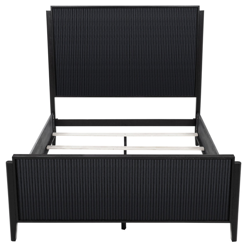 Ensemble de chambre moderne 3 pièces, pour chambre à coucher, Noir, Bed;Nightstand;Dresser, Grand lit