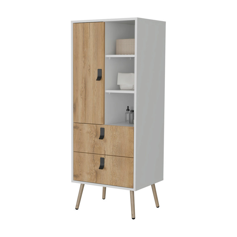 Grande commode au design moderne avec 2 tiroirs et beaucoup de rangement, H 51,97 po x l 16,61 po x P 20 po