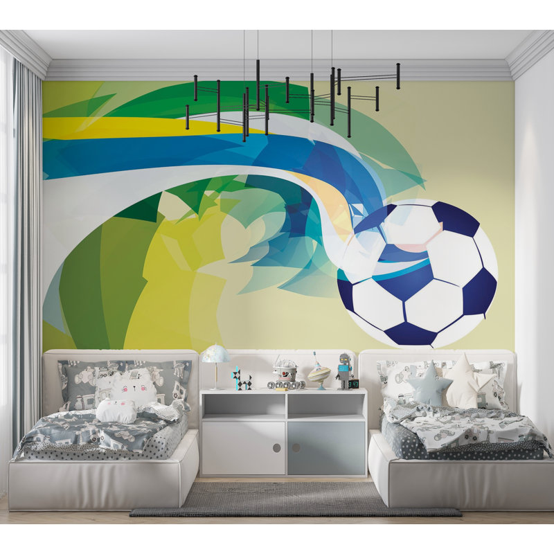 Murale pelez et collez de qualité supérieure - soccer abstrait, L 120 po x l 180 po