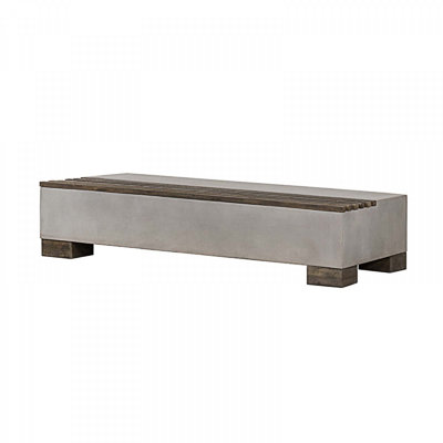 Modern Concrete & Acacia Rectangular Coffee Table