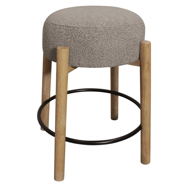 Tabouret Natalia en tissu bouclé, Gris, Tabouret de comptoir (hauteur de siège de 27 po)