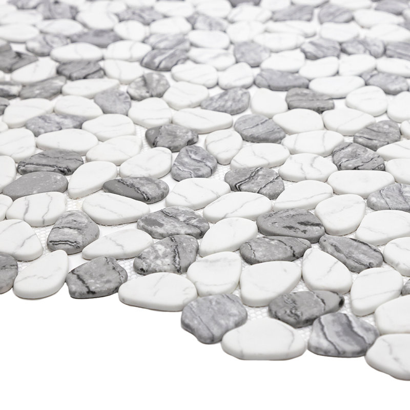 Recycled Cenote Pebble 13" x 13" Glass Mosaic Tile, Blend Multicolored