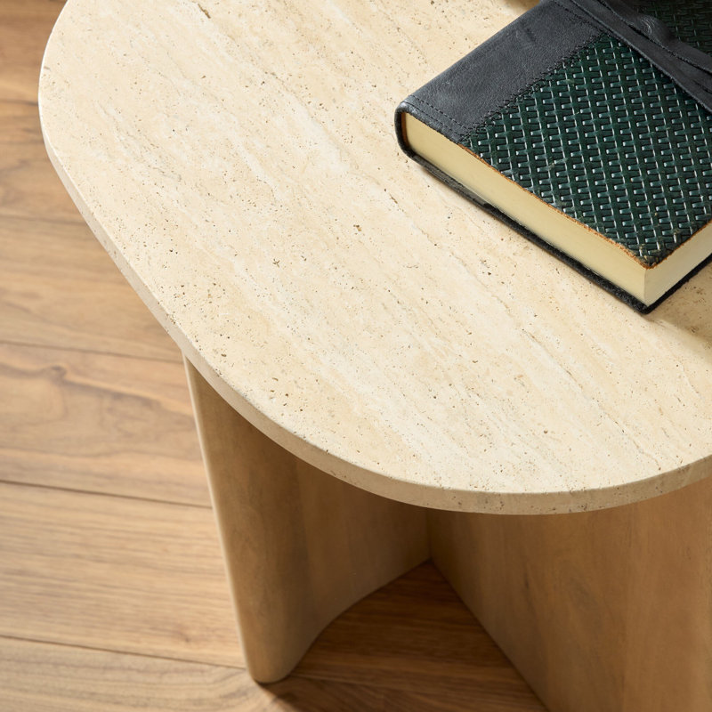 Stone Pedestal End Table