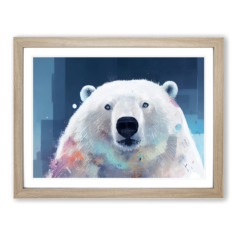 Polar Bear Vol.4 - Single Picture Frame Painting, 34cm H x 46cm W x 2cm D, Oak