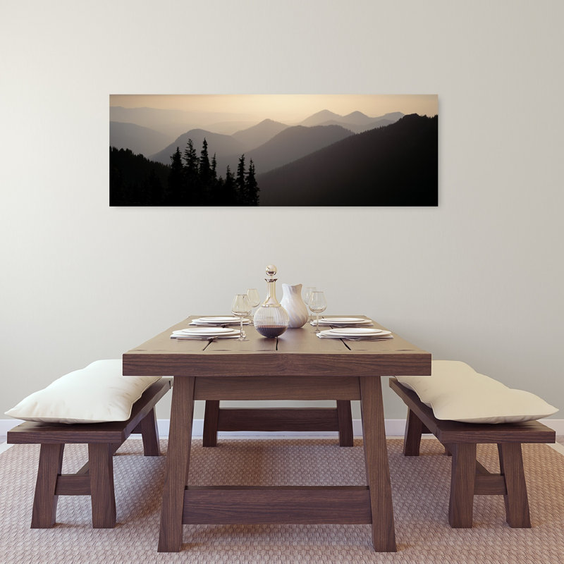 «Mount Rainier National Park Wa Usa Peaceful Serene Abstract Pine Forest Landscape», art mural, H 16 po x l 48 po