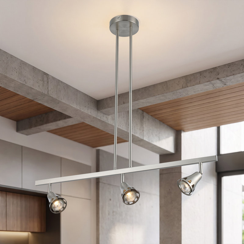 Ensemble de rail d'éclairage 3 lumières, Nickel brossé