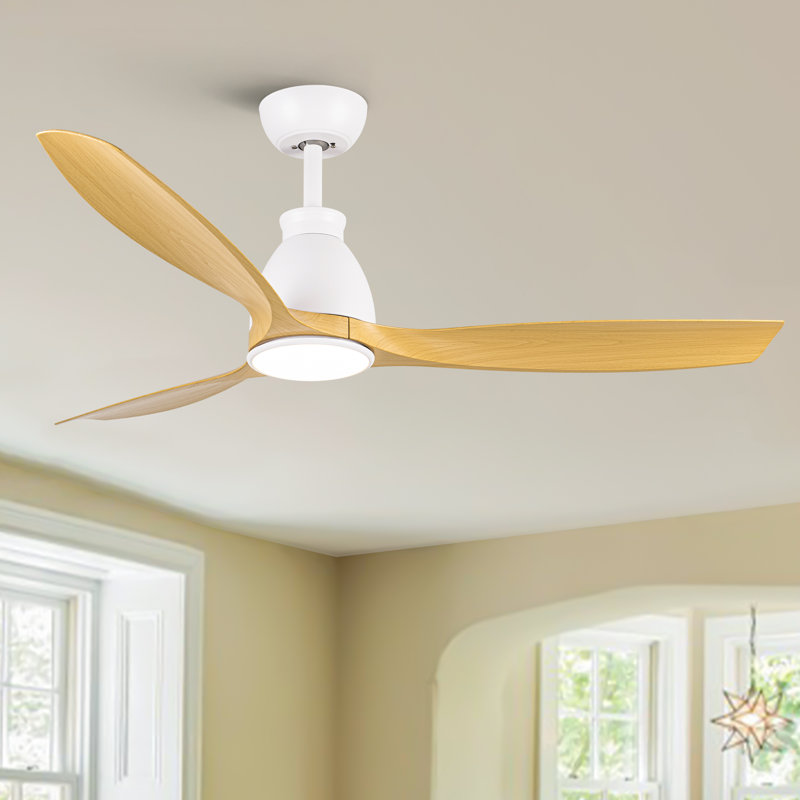 Ventilateur de plafond en bois patiné 52 po avec lumières DEL, moteur à courant continu et télécommande Farmhouse