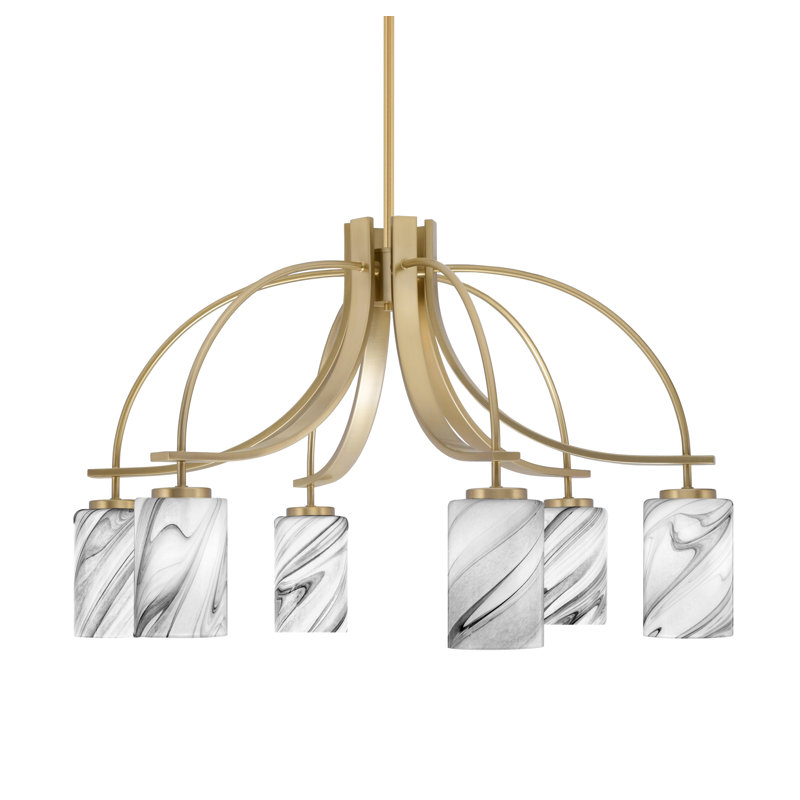 Lustre encastré Cavella, H 18 po x l 27,5 po x P 27,5 po, 6, Laiton New Age