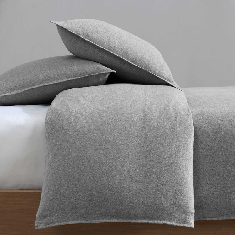 Melange 100% Cotton Standard Duvet Cover Set, King Duvet Cover + 2 King Pillowcases, Silver Gray