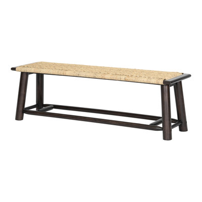 59 - Inch Modern Bench, Solid Wood And , Walnut Finish, Easy To Clean Surface Bench In For Breezy Sunrooms Indoor Use