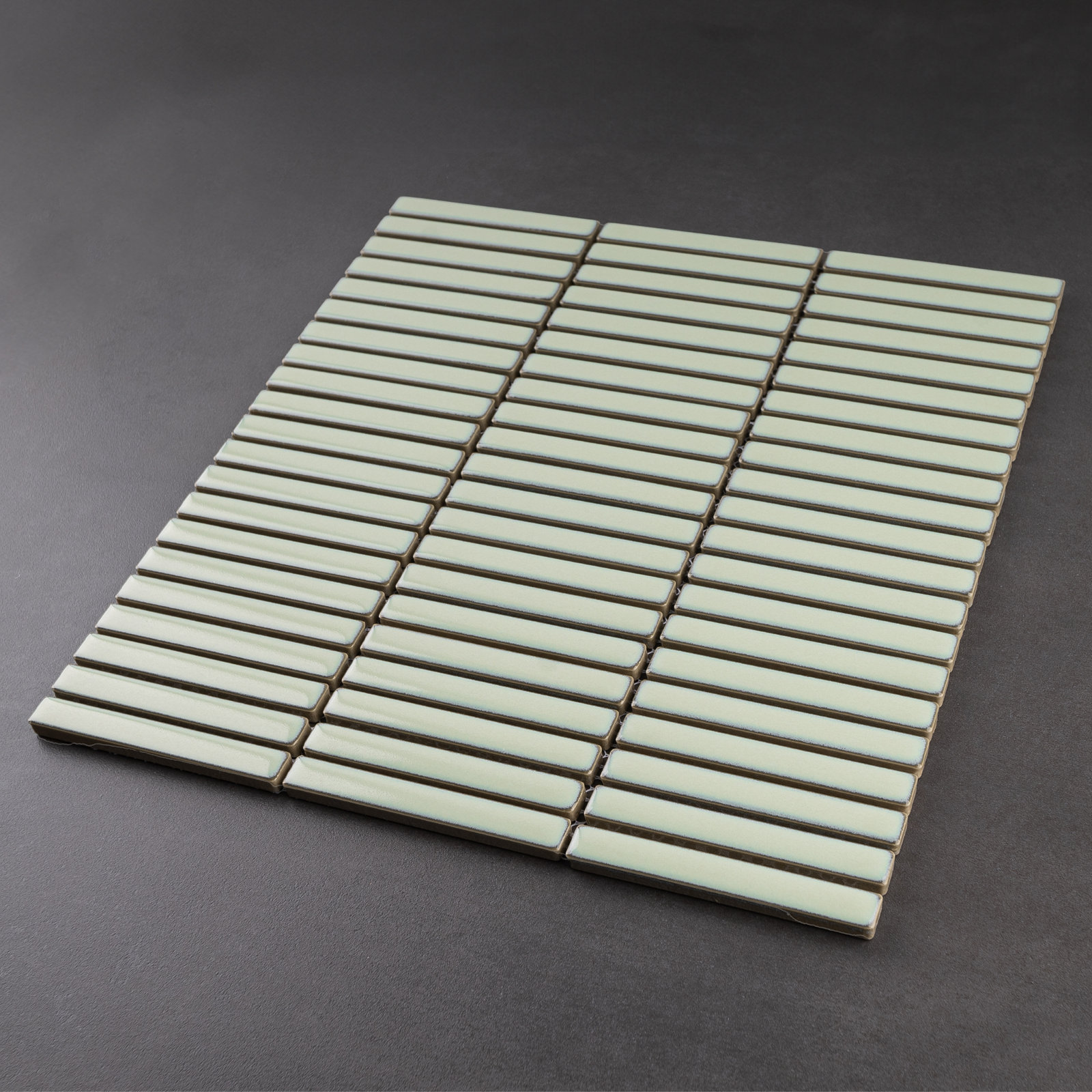 Porcetile 0.5" x 3.5" Porcelain Tile, Reactive Jade